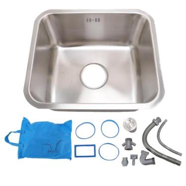 Imagem de AYNEFY Pia de Cozinha Em Aço Inoxidável, Undermount Single Tigela Pia de Tigela de Retângulo Esfriador de Drenagem de Drenagem CPACACK Grande Bacia Multifuncional para a Bancada Em
