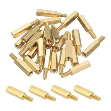 Imagem de PATIKIL Suporte hexagonal de latão M2.5, 25 peças PCB parafusos espaçadores de placa-mãe para drone quadricóptero computador construir projetos eletrônicos placa de circuito, ouro (M2,5 x 12 mm + 6 mm