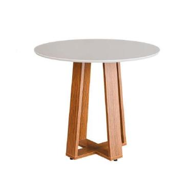 Imagem de Mesa Sala De Jantar Athenas Redonda 1,03m Madeirado/off White Dobuê Ma