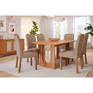 Imagem de Sala de Jantar Completa Valentina Tampo Madeirado 180x90cm e 6 Cadeira