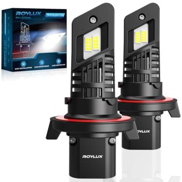 Imagem de ROYLUX H13 9008 Lâmpadas de Farol de Nevoeiro, 20000LM 600% Brilho Canbus Pronto Plug and Play Real 1:1 Tamanho Mini 6000K Branco Frio com Ventilador de Refrigeração, Pacote com 2