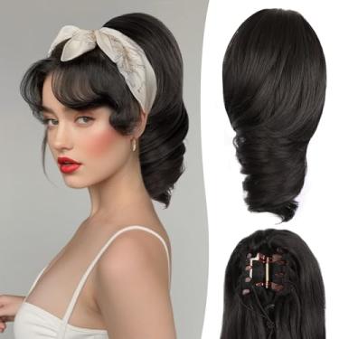 Imagem de Extensão de rabo de cavalo curto de 30,5 cm - Extensões de cabelo de rabo de cavalo cacheado macio, extensão de rabo de cavalo com clipe de garra, extensões de cabelo curto natural, pedaços de cabelo