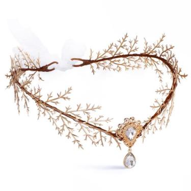 Imagem de Bandana Fairy Floral MOSTORY Gold Elf Flower Crown para mulher