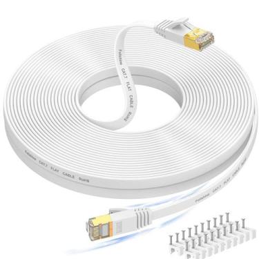 Imagem de Cabo Ethernet Folishine Cat 7 60 pés branco 10 Gbps RJ45