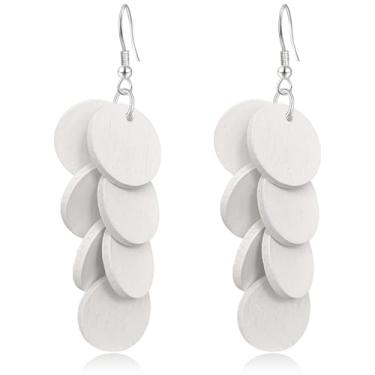 Imagem de WIKMAB Brincos de madeira boêmia, geometria, redonda, leves, pendentes, pendentes de madeira natural, círculo, franja, gancho, brincos, small item, Madeira, Sem pedra preciosa