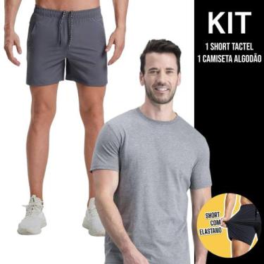 Imagem de Kit Camiseta Masculina ALGODÃO Camisa Academia Corrida Casual + Shorts