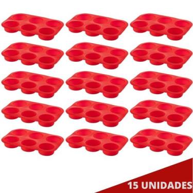 Imagem de Jogo 15 Assadeira 6 CupCakes Silicone Antiaderente Sortida - QUALITY H