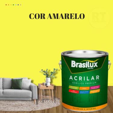 Imagem de Tinta de Parede Acrilar Cor Amarela Acrílica Fosca Lavável Antimofo Pr