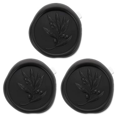 Imagem de Zaamwoyy 50 adesivos de lacre de cera, acessórios de convite de casamento, adesivos de selo, cartões de envelope, lacre de cera vintage para aniversário de casamento, chá de panela, Natal (preto)