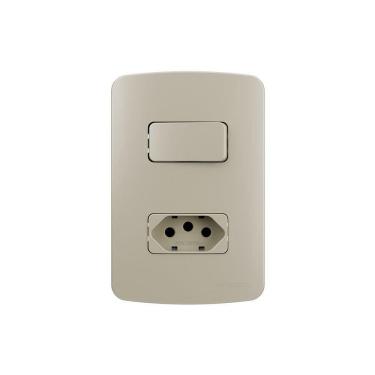 Imagem de Interruptor Simples 10a E Tomada 2p+t 20a Margirius B3 Colors Com Placa 4x2 Pérola Pérola