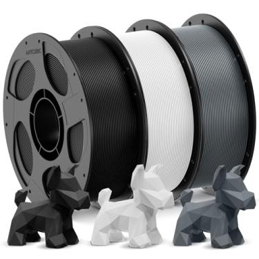 Imagem de ANYCUBIC Pacote PLA de filamento de impressora 3D, filamento PLA 1,75 mm precisão dimensional +/- 0,02 mm, carretel reutilizável de 1 kg, preto + branco + cinza, 3 kg no total