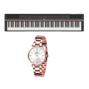 Imagem de Kit Piano Yamaha Digital P125B P-125 e Relógio Dk11193-3