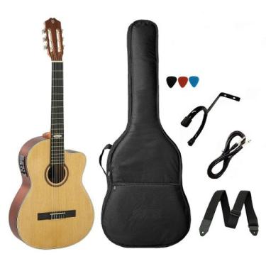 Imagem de Kit Violão Strinberg Sc200 Náilon Elétrico Natural Verniz