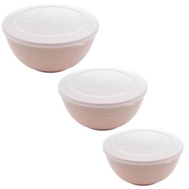 Imagem de Conjunto 03 Bowls Com Tampa Bambu PP Lines Salmão 2430 Lyor