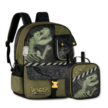 Imagem de Mochila de Costas com Lancheira Dinossauro T-Rex Escolar Meninos - Cli