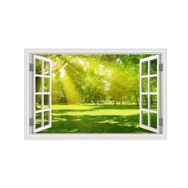 Imagem de Falsas Janelas Paisagens Impressões em Tela-sol árvores-Quadro Arte Moderna-Natureza Pintura Decoração Parede 20x30cm Sem Moldura