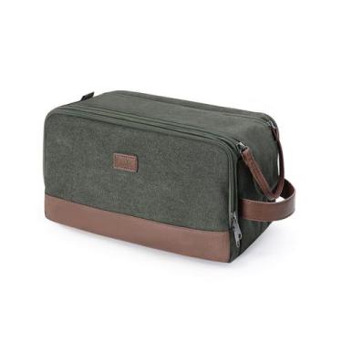 Imagem de Bolsa de higiene WANDF Travel Organizer, lona, couro, verde