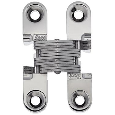 Imagem de SOSS 101 dobradiça invisível de zinco com furos para aplicações em madeira ou metal, montagem de encaixe, acabamento exterior de níquel brilhante (pacote com 2)