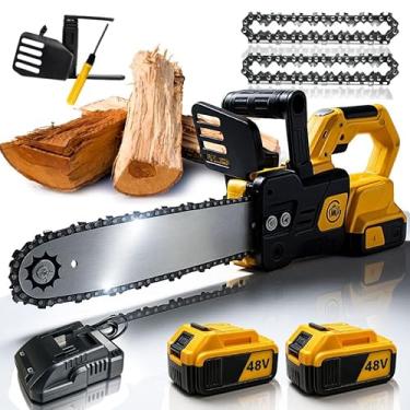 Imagem de Motosserra Profissional 2x Baterias 48V Bivolt 3000W Sem Fio: Potência e Autonomia para Cortes Precisos em Madeira | Ferramenta Portátil e Leve, Ideal para Jardinagem e Serviços Pesados
