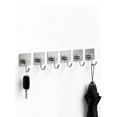 Imagem de EDMILE Ganchos de toalha autoadesivos para banheiros, ganchos de parede resistentes para paredes sem danos, ganchos adesivos de aço inoxidável à prova de ferrugem para pendurar chuveiro, banheiro