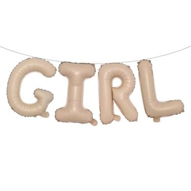 Imagem de Letras de balão de 40,6 cm para meninos ou meninas | Balões reveladores de gênero, decorações de revelação de gênero | Decorações de chá de bebê (caramelo de menina)