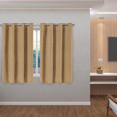 Imagem de Cortina Rústica Fio Grosso Meia Parede 2,80X1,60 Ilhós Cromado - Eddi,