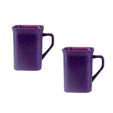 Imagem de Kit 2 Canecas Quadrada Fibra Madeira Lilás 250Ml