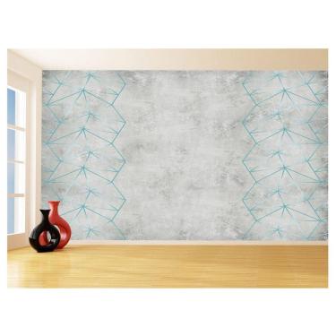 Imagem de Papel De Parede Concreto Linhas Azul Turquesa 3,5M Kkt269