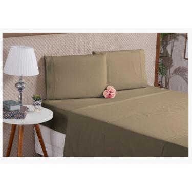Imagem de Jogo De Lençol Cima E Baixo Cama Box King 4 Peças Cáqui