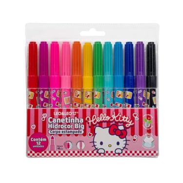 Imagem de Canetinhas Hidrocor Big Corpo Estampado Hello Kitty - Estojo C/ 12 Und
