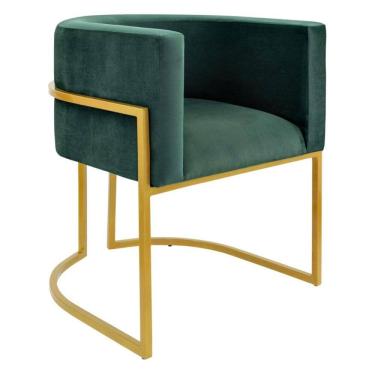 Imagem de Poltrona Decorativa Base Metal Dourada Veludo Verde