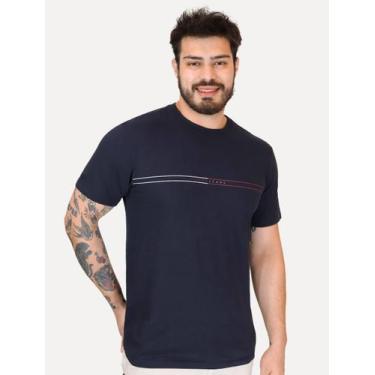 Imagem de Camiseta Tommy Jeans Masculina Core Linear Stripe Logo Azul Marinho, X