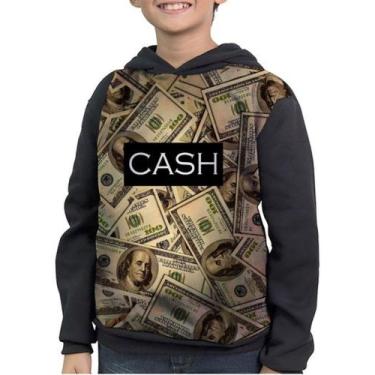 Imagem de Casaco Moletom Infantil Dolar Cash Notas De Dinheiro - smoke, Preto, 3