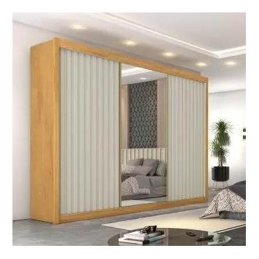 Imagem de Guarda Roupa Ripado com 3 Portas e Espelho Athenas Europa - Móveis Eur