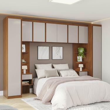 Imagem de Guarda-roupa Modular 7 Peças 8 Portas Arani Cabecasa Madeiraoriginals Cinamomo / Off White