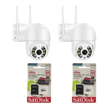Imagem de Kit 2 Camera Ip externo Wifi + 2 Cartão De Memória Sd 64gb