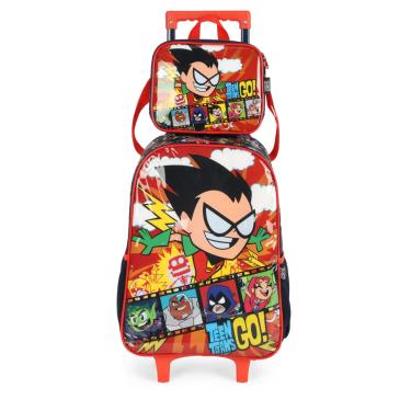 Imagem de Kit Mochila Rodas Infantil Luxcel Jovens Titãs IC41252TG