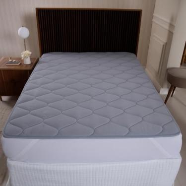 Imagem de Pillow Top King 400 Fios Matelado Protetor de Colchão Toque Acetinado Cinza
