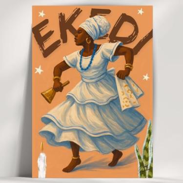 Imagem de Coleção de 62 quadros decorativos Giz - Umbanda e Candomblé - Decoração Orixá - Afro Brasileira - Escolha o seu Orixá! (Clássico, Ekedi, 28x20cm)