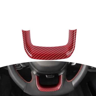 Imagem de JOSHELA Adesivo para painel de volante RAM TRX para RAM TRX 2018 2019 2020 2021 2022 2023 2024-Presente Vermelho Fibra de Carbono Acessórios Interiores 1 peça