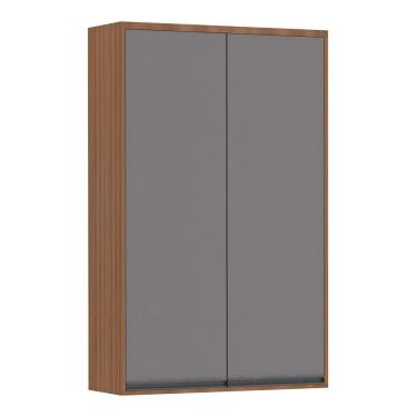 Imagem de Armário Aéreo Cristaleira 80cm 2 Portas Isa Vanilla C/Cinza