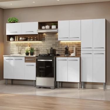 Imagem de Armário De Cozinha Completa 293cm Emilly Madesa 09 Rustic/branco