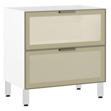 Imagem de Balcão Sem Tampo 80cm Basculante Com Vidro Reflecta Bronze Luciane Branco