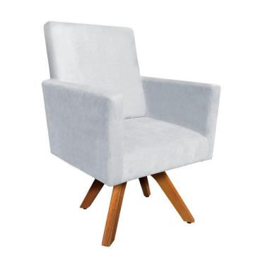Imagem de Poltrona Giratória Nina Suede Cinza Base Madeira