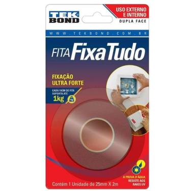 Imagem de Fita Dupla Face Fixa Tudo Ambiente Externo 25mm X 2m - 1kg - Tek Bond -