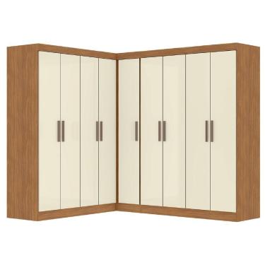 Imagem de Guarda Roupas Modulado De Canto Madrid Com 9 Portas Maxel Madeirado/off White