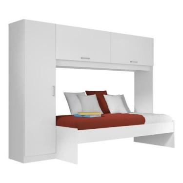 Imagem de Roupeiro com Cama Multimóveis para Colchão 190x90cm Branca - MULTIMOVE