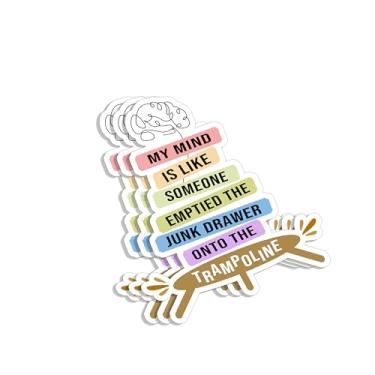 Imagem de (3 peças) My Mind is Like Someone Emptied The Junk Drawer onto The Trampolim Adesivo engraçado com frases sarcásticas bem-humoradas overthinking decalque de vinil para laptop garrafas de água livros