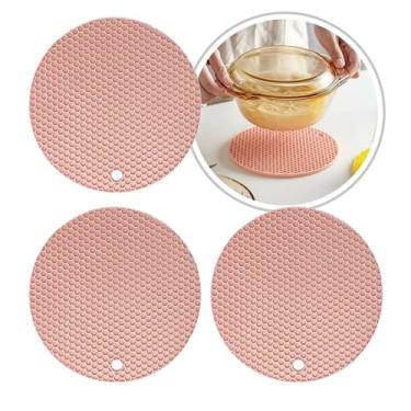 Imagem de Descanso de Panela Silicone Suporte Apoio Protetor Mesa Redondo Silicone Flexível 17cm (Salmão, 3 Peças)