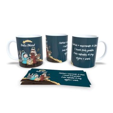 Imagem de Caneca Natalina Família Feliz, Porcelana Branca com Design Preto e Dourado, Mensagem Inspiradora em Português (2306)